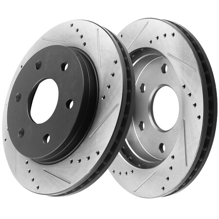 Motorbymotor MotorbyMotor Front Brake Rotors 305 mm Drilled & Slotted 12066040(2Pack) BRF12066040BK